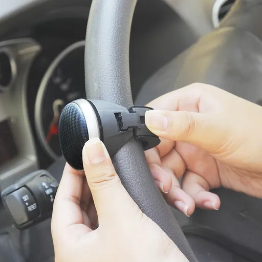 1 PC Car Carbon Fiber Texture Steering Wheel Spinner Knob, Vehicle Power Steering Ball with Bearing Assist, (Black)