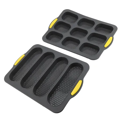 Mini Loaf Pan Perforated Anti Stick Easy to Release Silicone French Bread Baking Pan Set for Home Kitchen