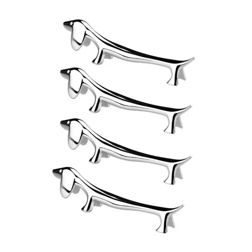 4 Pieces Chopsticks Holder Sliver Chopstick Rest Pillow Zinc Alloy Chopstick Rack Stand for Spoon Fork Knife (Dachshund）