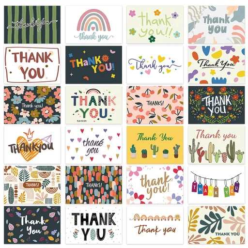 24-Piece Thank You Card Set, Greeting Note Cards with Envelopes, Greeting Card Set