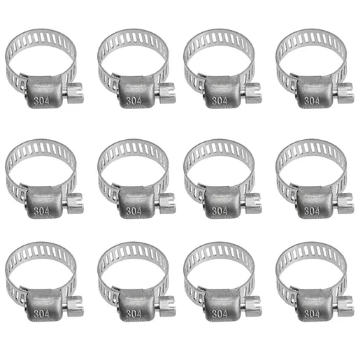 12 Pieces Stainless Steel Worm Drive Hose Clamps, Adjustable Metal Clamps for Fuel Lines, Pipes, Plumbing, Silver