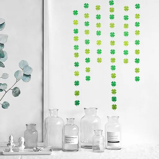 St. Patricks Day Clover Banner Gar Green Double Sided Glitter Decoration