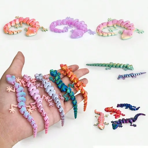 6pcs 3D Printed Connectable Cute Mini Gecko Desktop Decorations Random Gradient Color For Collection Party Decor Gifts Ideal Valentine s Day Gift