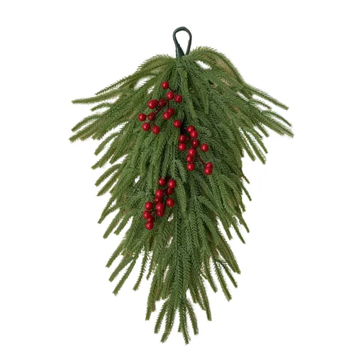 Upside Down Artificial Xmas Tree Faux Hanging Swag Ornament with Berries Decor Reusable Wall Lightweight for Home