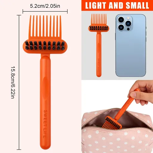 1-Pack 2-in-1 Comb Cleaner with Pick and Bristles - Hair Brush Cleaners - Hairbrush Cleaner Remover Rake for Home Salon Travel Use - Effectively Clear Hair Dust Grease and Dirt on Combs