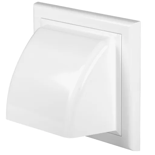 4'' Inch Exhaust Hood Vent with Rain Cover, White, Outdoor Air Vent Cover, HVAC Clothes Dryer Vent Duct Cover,100MM (190X190MM)