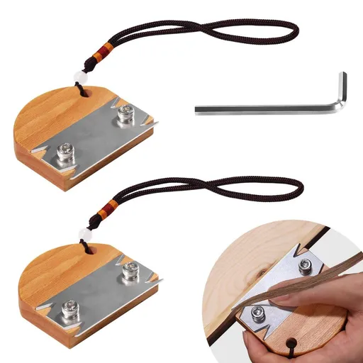 2 Pack Edge Banding Trimmers for woodworking,Stainless Steel Blades | Edge Corner Planer with Hanging Strap,Edge Banding Cutter,Hand Planer Edge Bander for PVC ABS Wood Veneer