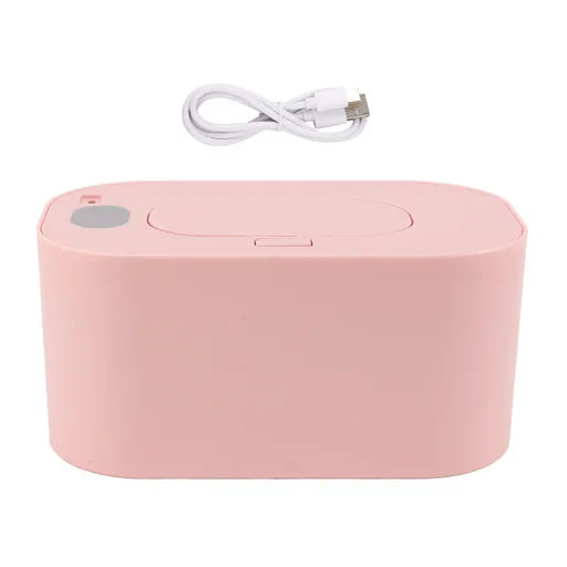 Wipe Warmer Wet Wipe Dispenser USB Powered Constant Temperature Large Capacity with Display Wipe Heater for Infants Pink