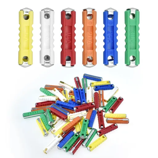 6 Types Torpedo Fuses Set, European Car Fuses Torpedo Bullet Type Assortment, for Classic Cars Old Style 5A 8A 16A 20A 25A 30A (60 Pcs)