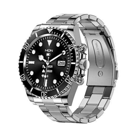 Classic Stainless Steel Smartwatch with Rotating Timer Bezel, Bluetooth Calling & Luminous Display(black)