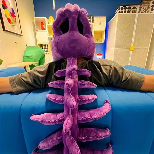 Dinosaur Spine Skeleton Plush Hat – 1-Meter 3D Design, Soft & Comfortable, Party Fun Photo-Ready Prop. (Purple)