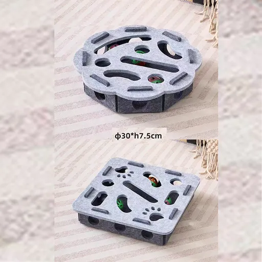 2-piece Grey cat toy set—featuring square and flower shapes—is an excellent choice for feline entertainment and relaxation. It also serves as a fun maze for kittens and pets, and includes six bells.
