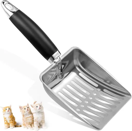 Cat Litter Scoop Stainless Steel Mesh Easy to Clean Light Black 25cm x 10.7cm x 2.8cm
