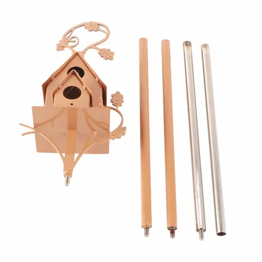 Metal Bird House with Pole Metal Art Cottage Bird House Stakes Hummingbird House Distressed Metal Birdhouse Garden Decor