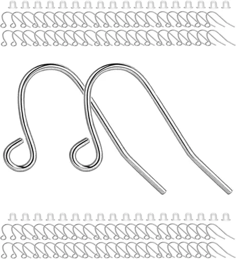 Earring Hooks 150pcs Stainless Steel Ear Wire Kits with Rubber Backs Earring Hook for Jewelry Making DIY Earwires Supplies (150pcs Ear Wires and 150 pcs Backs, Total 300pcs)