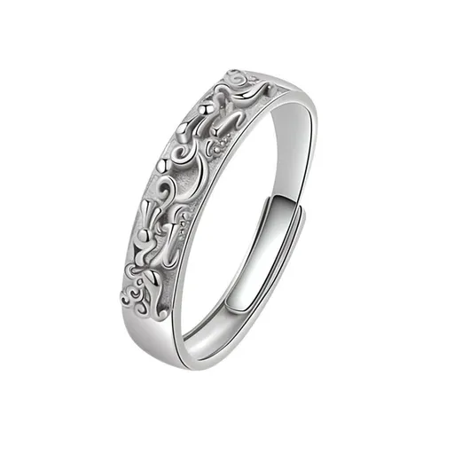 Mantra Protection Wealth Rings Brave Troops Statement Amulet Lucky Buddhist Open Silver Plated Jewelry for Women