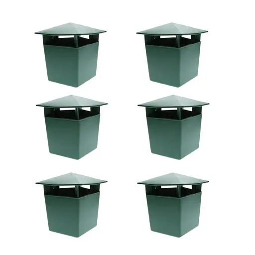 6 Pcs Plastic Box 3.9" x 4.7" x 4.7" ,Reusable Beer Bait Snail Catchers with Pentagonal Lid, Plastic Slug Houses for Outdoor Garden, Vegetable Beds, Farm(Green)