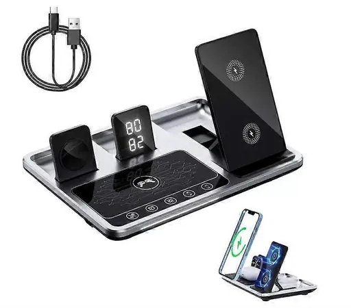 Zureze 4-in-1 Clock Wireless Charger Stand