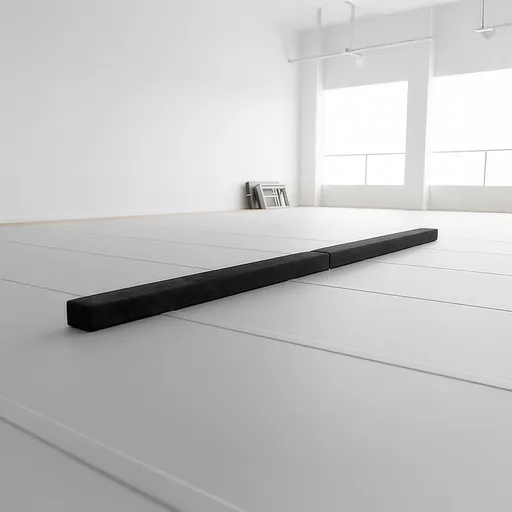 2.2m Gymnastics Folding Balance Beam Black Synthetic Suede