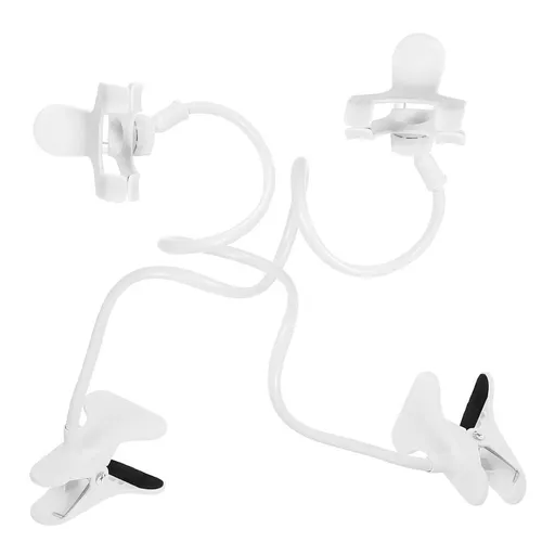 2Pcs White Overhead Phone Mount Clamp Stand for Desk and Bed Use