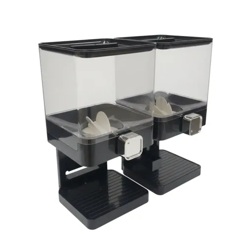Kitchee 3.7L Double Cereal Dispenser Countertop Rice or Grain Storage Black