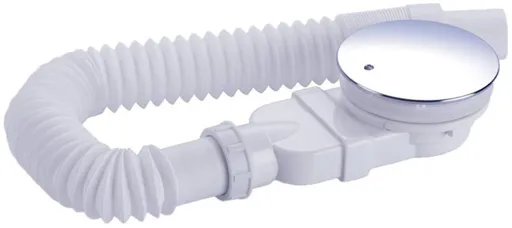 Shower tray siphon - Shower tray drains - Flat shower tray - Extra flat shower tray siphon - Drain set - Shower tray siphon - Shower tray siphon flat - For flat shower trays - Silver and white - Plastic