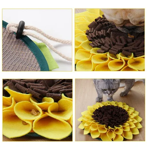Mat for Dogs, Pet Sniffing Pad for Slow Feeding, Puppy Cat Interactive Puzzle Toys for Smell Training, Yellow
