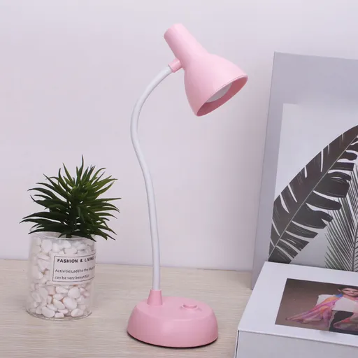 LED Desk Lamp with USB Charging Port, Auto Dimming Task Lamp, Flexible Gooseneck Table Light for Dorm Bedside, Adapter Include, White, Desk Lamp with Flexible Gooseneck Hose Neck Pink