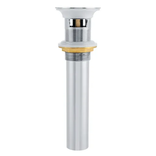 G1-1/4" Brass Bathroom Basin Sink Pop Up Drain Assembly with Overflow (Silver Chrome)