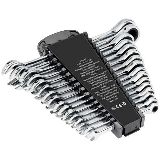 Combination Wrench Set, 16-Piece Ratcheting Wrench Set with Organizer Rack, Cr-V Steel Wrench Set Metric 8 mm to 24 mm, Ideal for General Household, Garage, Workshop, Auto Repairs, Emergency