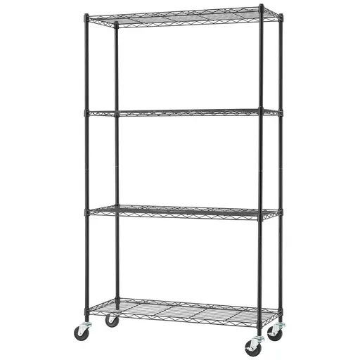 Black Basics 4 Tier Shelving Rack - 113.4kg Capacity Per Shelf