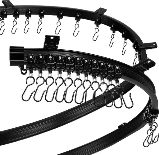 6.5 eet/ 2 Meters lexible Bendable Ceiling Curtain Track, Mount or Rail with Curtain Tracks System Bunk Bed Window, Room Divider, Door, Shower, Rv(Black)
