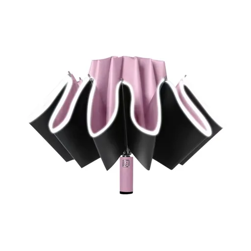Automatic Open Large Compact Reverse Umbrella for Rain and UV Protection Inverted Folding Umbrellas with Reflective Safe Stripe Portable for Men and Women