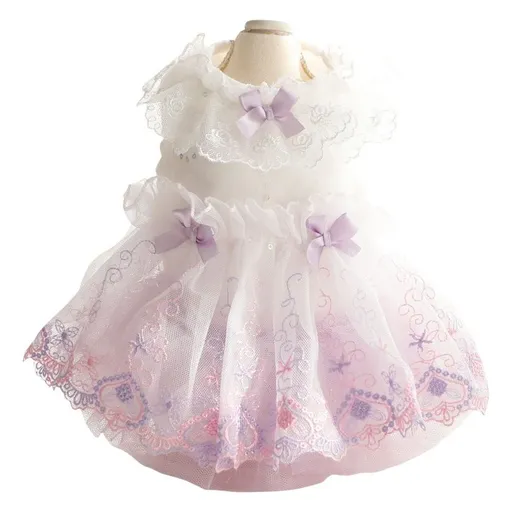 Accope Pet Dress Cotton Princess Style Summer Suspenders pink S number