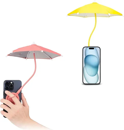 Pink+ Yellow：Magnetic Cell Phone Umbrella for Sun,Outdoor Phone Sun Shade Shield