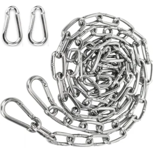 2 Pcs Chain in Steel Stainless Chain Steel and Carabiner Chain of Maillon of Extension for Hanging Chain of Anchor Hammock, 3mm, 2m