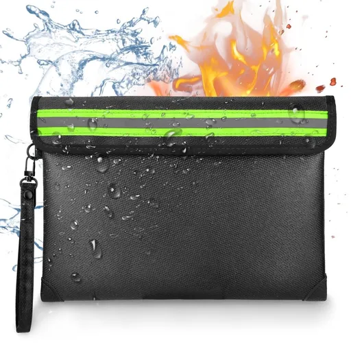 Fireproof Document and Money Bags(1832℉), Waterproof Cash Envelope Holder, Fireproof Safe Storage Pouch with Zipper for Jewelry, File, Tablet,iPad, Passport, Valuables, S