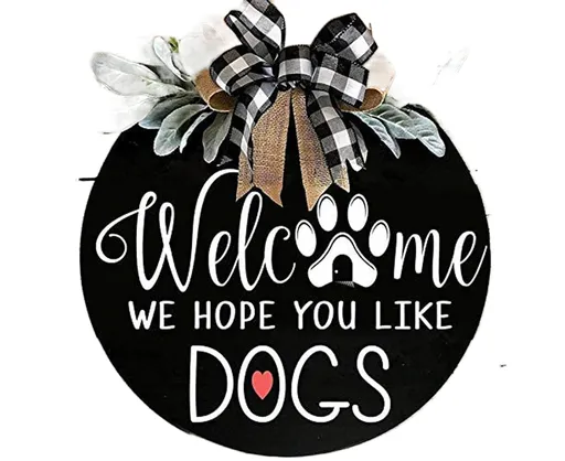 Door Sign Long Lasting Multifunctional Round Welcome Hanging Home Sign for Home-Black