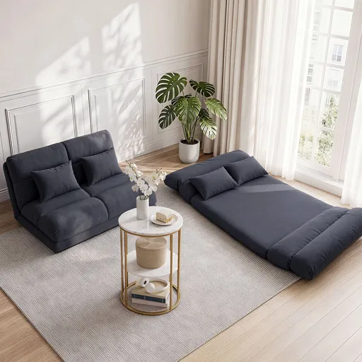 Artiss Floor Lounge Sofa Bed & Coffee Table 2 Tier Marble Effect Side Table Set