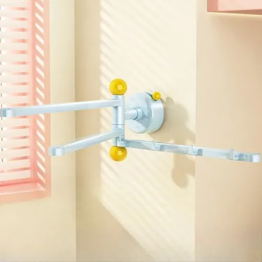 Suction-Mounted Rotatable Towel Rack, Multi-Foldable Kitchen Dishcloth Holder, Multi-Purpose Bathroom Storage Hanger—Blue