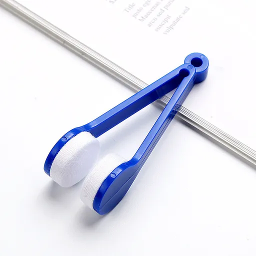 10 Pcs Blue Portable Eyeglass Cleaning Clip - Dual-Sided Microfiber Tongs for Safe, Streak-Free Lens Care