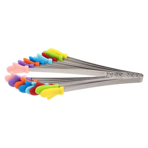 8-Piece Small Stainless Steel Cooking Tongs Set with Silicone Tips and Non- Grip for Buffet Serving