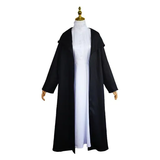 Frieren Cosplay Costume with Wig Polyester Fulilian complete set + wig M Size: M; Height (cm): 160-165; Weight (kg): 50-55; Bust (cm): 86-90; Waist (cm): 70-74; Shoulder width (cm): 38; Length (cm): 60