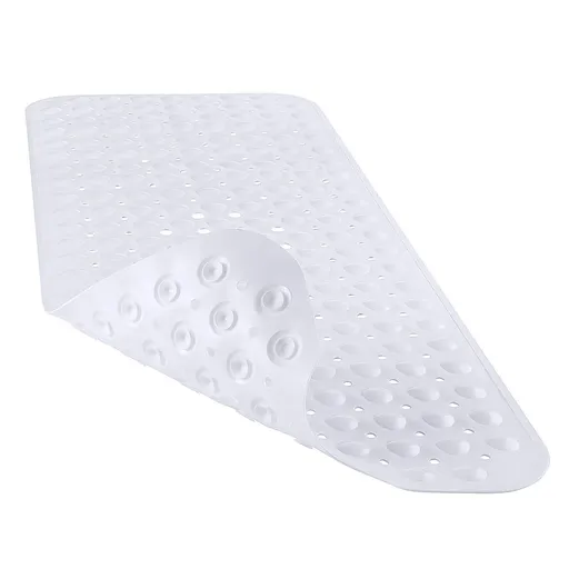 Bath Tub Mat Non Slip, 53*53cm Long Shower Mat, Machine Washable Bathmat with Drain Holes and Suction Cups, Soft on Feet, Bathroom Essentials, translucent white