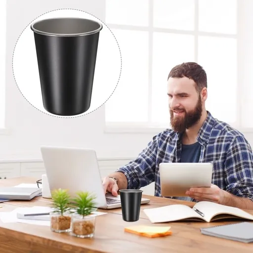 1Pcs Compact Water Mug Black Stainless Steel Outdoor Use For Relatives And Friends