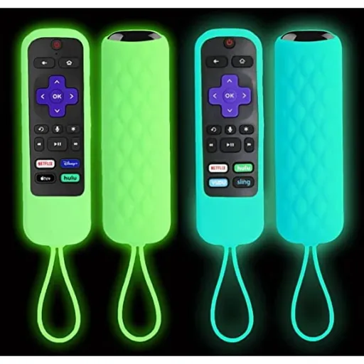 2 Pack Silicone Case Compatible for- Remote Cover Compatible with TCL Smart TV Remote Control Replacement Sleeve Skin Glow in The Dark - Blue Green