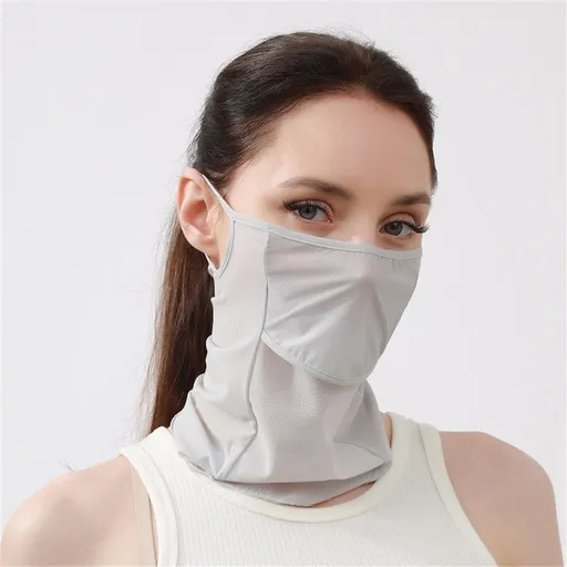 Sun Protection Mask for Face Sun Protection Breathable Neck Gaiter Golf Hiking Running Cycling Outdoor Sports（light gray）