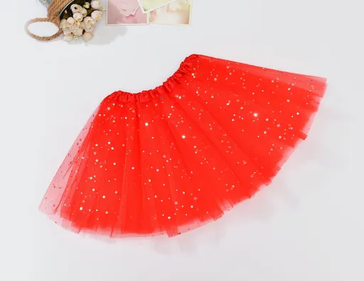 Tutu Skirt Sequin Tulle 3 Layers Red Kids Dance Wear