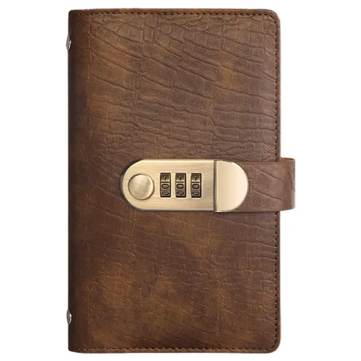 1 Piece Money Saving Book - Cash Saving Journal with Combination Lock, 100-Page Vintage Budget Planner, Protect, Brown, 17.8 x 11 cm