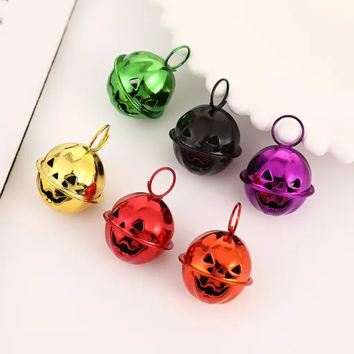 Halloween Pumpkin Bells for Craft, 30 Pcs Halloween Jingle Bells Beads, 1 Inch Colorful Pumpkin Bells for DIY Wreath Halloween